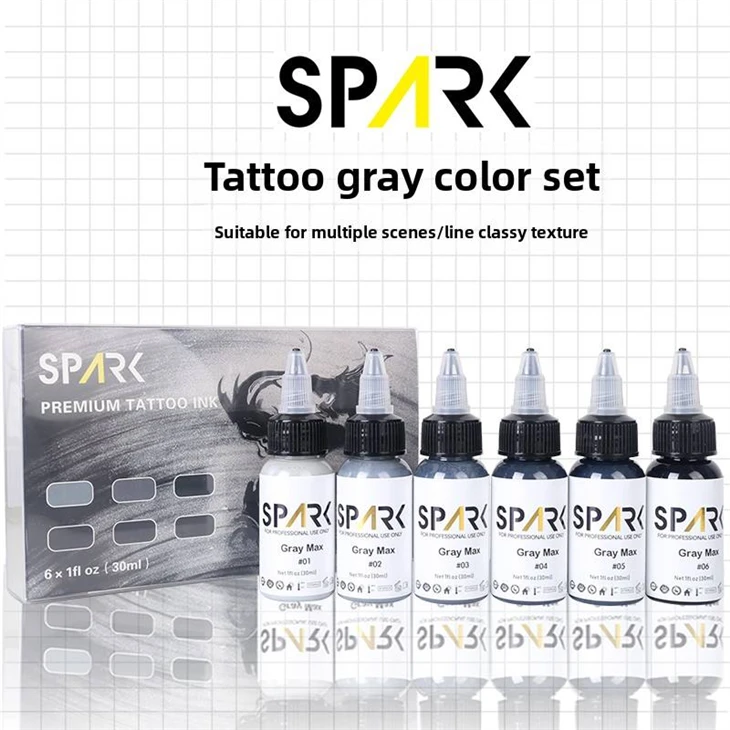 Professzionális szikra szürke tetoválás tinta szett 30 ml/1oz organikus folyékony pigmentkészlet művész egyedi állandó smink tinta