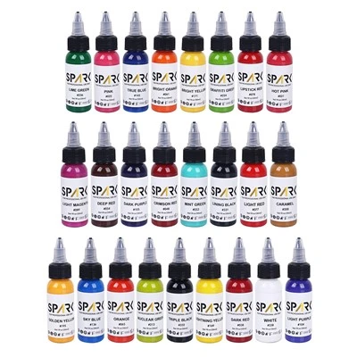 Spark High - vége 1oz prémium gyors smoo, TH állandó testreszabott 25 színű készlet szikra tetoválás tinta a testművészethez és a tetováláshoz