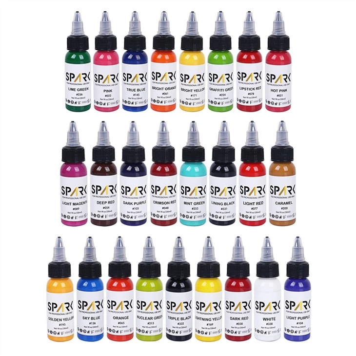 25 színes szett Spark tetováló tinta professzionális tetováló tinta kijelző ólommentes tetováló tinta