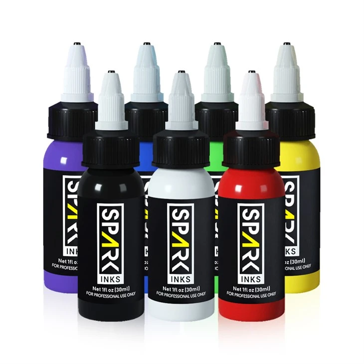 7 színű OEM Spark tartós professzionális tetováló tinta
