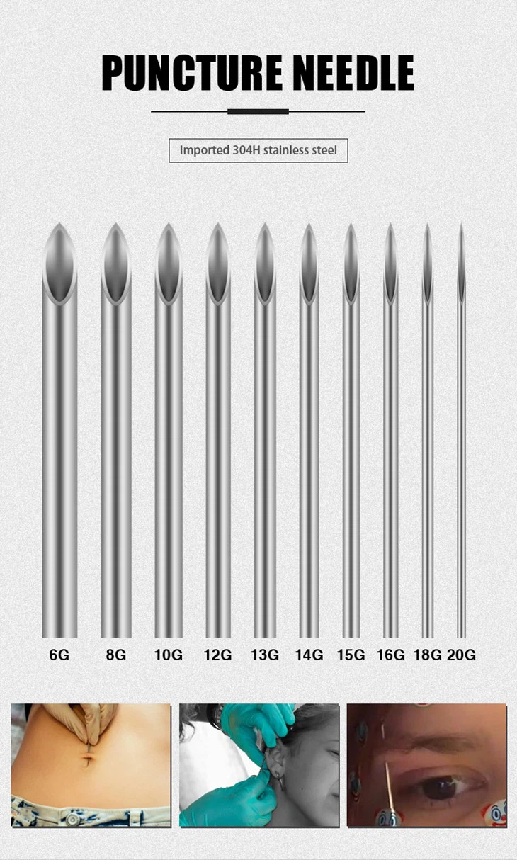 Eldobható piercingtűk Sterilizált test piercing tűk