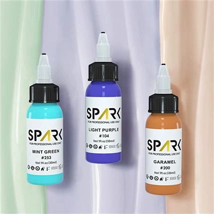 25 színű Spark tetováló tinta valódi sötét fényű fekete szikra