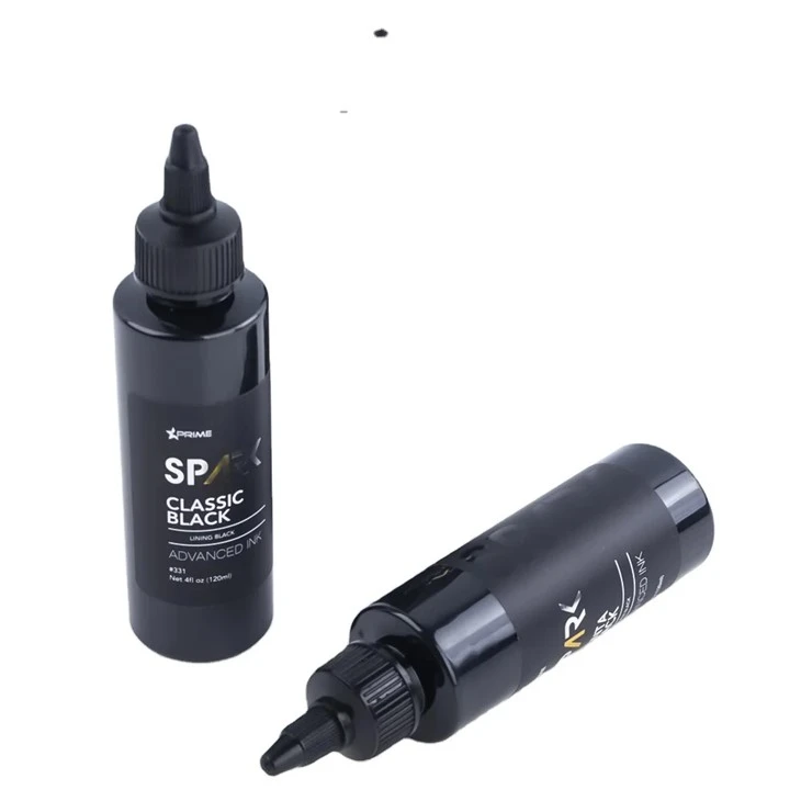 Fekete tetováló tinta klasszikus fekete 4OZ bélés fekete tinta sorozat Spark Tattoo Ink tetováló tinta fekete világos